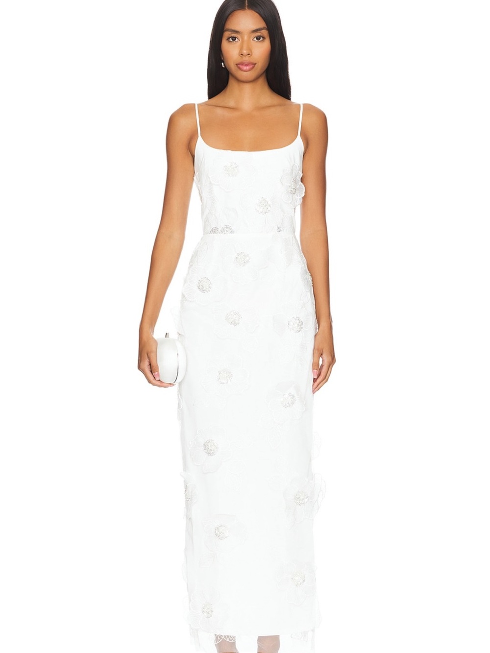 Elliatt Dahlia White Floral Appliqué Midi Dress